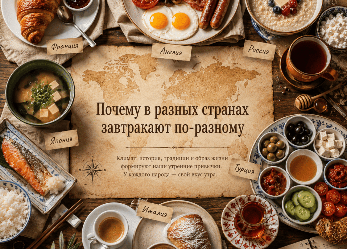 Традиционные завтраки разных стран мира — Франции, Англии, России, Японии, Турции и Италии