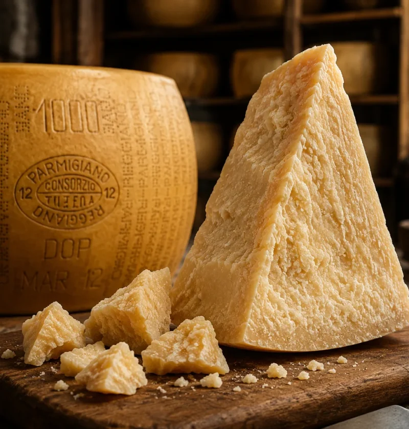 Parmigiano Reggiano — выдержанный итальянский сыр с маркировкой на корке