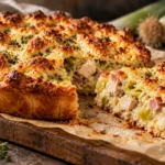 Куриный пирог с окороком и пореем под сырной корочкой